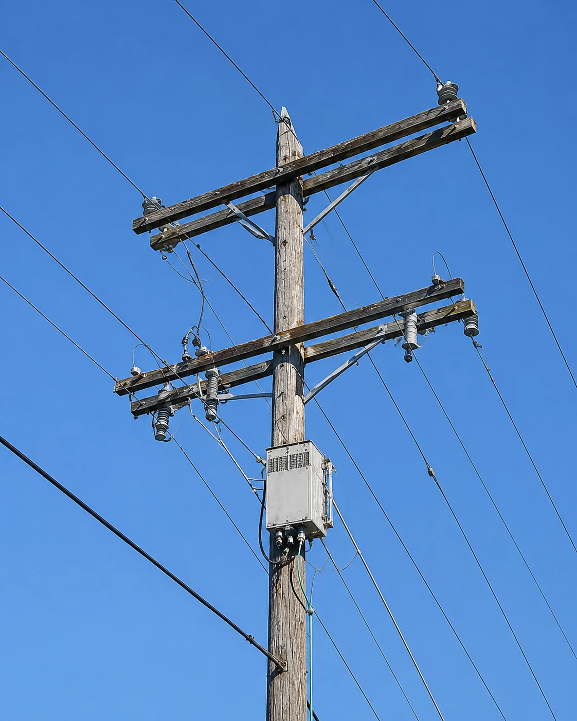 Utility pole and overhead electric lines